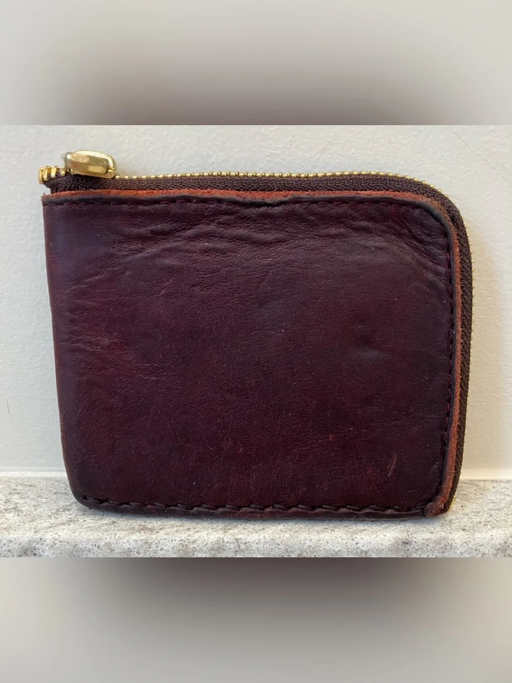 CORONADO BURGANDY LEATHER HALF ZIP WALLET